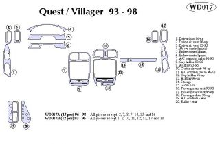 1996, 1997, 1998 Nissan Quest Wood Dash Kits   B&I WD017A DCF   B&I Dash Kits