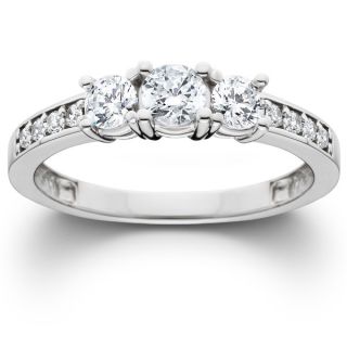 10K White Gold 1/2 Carat TDW Three Stone Diamond Engagement Ring (J K