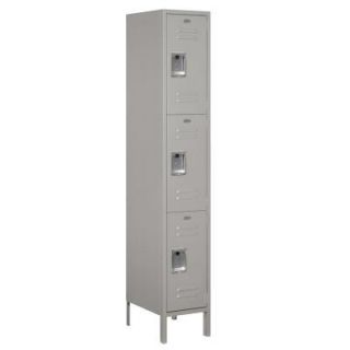 Salsbury Industries 53000 Series 15 in. W x 78 in. H x 18 in. D Triple Tier Extra Wide Metal Locker Assembled in Gray 53168GY A