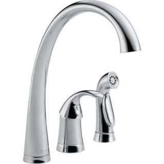 Delta Pilar Waterfall Single Handle Standard Kitchen Faucet with Side Sprayer in Chrome 4380 DST
