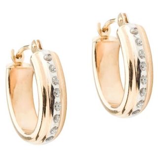 14Kt. Yellow Gold Diamond Accent Oval Hoop Earrings   Yellow