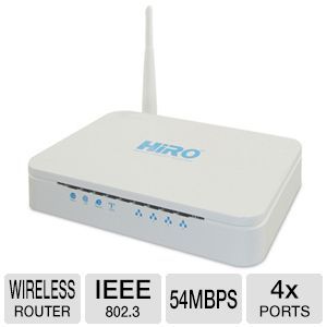 Hiro H50188 ADSL2+ Modem and Wireless Router   4 Port, DSL, ADSL, DSL2+, ADSL2+, 802.11B, 802.11G, 10/100 MBPS, IEEE 802.3