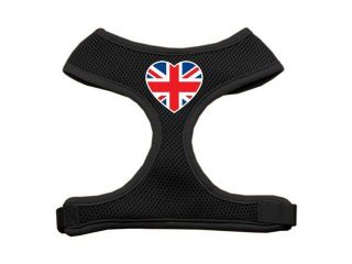 Mirage Pet Products 70 41 SMBK Heart Flag UK Screen Print Soft Mesh Harness Black Small 