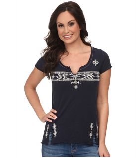 Lucky Brand Folk Embroidered Top American Navy, Navy
