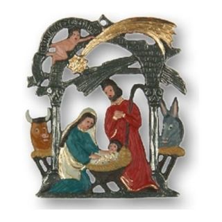 Christmas Nativity Scene Gloria Double Sided German Pewter Ornament by