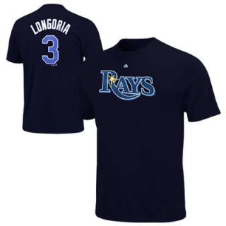 Evan Longoria Tampa Bay Rays Majestic Official Name and Number T Shirt   Navy