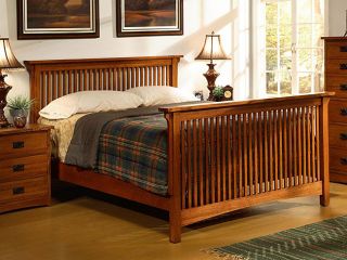 Mission Solid Oak King size Spindle Bed   Shopping   Great