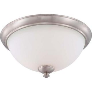 Glomar 3 Light Brushed Nickel Flush Fixture with Frosted Glass Shade HD 5061