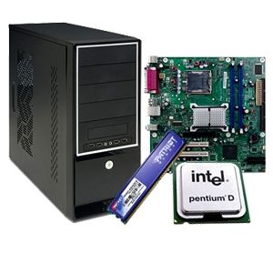 Intel Desktop Apex Barebone Kit   Intel Desktop Board D945PLNM Mobo, Intel Pentium D 915 CPU, Patriot Signature 1GB PC4200 DDR2 RAM, Apex SK 393 ATX Black Mid T Case w/300w PSU