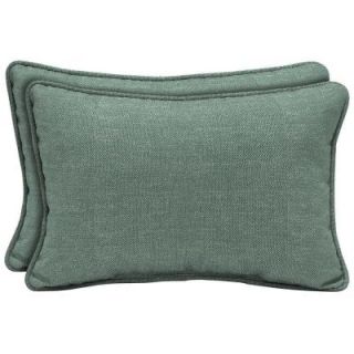 Hampton Bay Teal Outdoor Lumbar Pillow (2 Pack) FF75121B D9D2