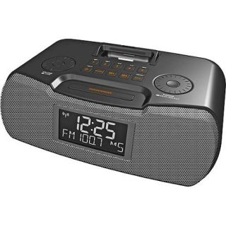 Sangean AM/FM RDS Atomic Clock Radio with iPod Dock, Black