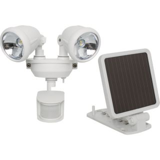 Maxsa Solar-Powered Motion-Activated Dual Head LED Security Spotlight — 160 Lumens, White, Model# 44217  Solar Lighting