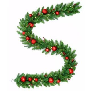 National Tree Company 9 ft. Battery Operated Mixed Fir Artificial Garland with 50 Clear LED Lights DC3 186 9BB 1