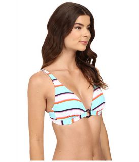 Tommy Bahama TB Rugby Stripe Over the Shoulder Bikini Top with Ring