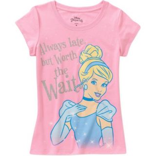 Disney Princess Cinderella Girls' Always Late Short Sleeve Graphic Tee