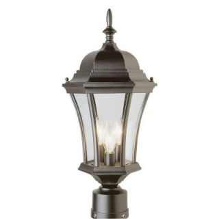 Bel Air Lighting Cabernet Collection 3 Light 21.25 in. Outdoor Black Post Lantern with Clear Curved Shade 4504 BK