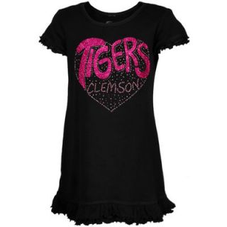 Clemson Tigers Toddler Girls Black Glitter Heart Logo Dress  