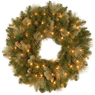 30 Inch Carolina Pine Wreath with Clear Lights    National Tree Company