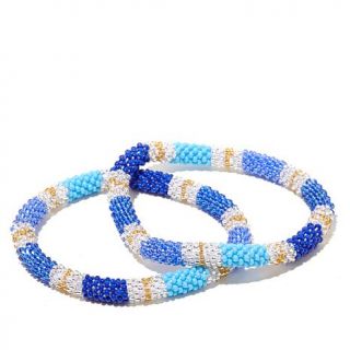 Himalayan Gems™ Set of 2 Banded Multicolor Potay Bead Bracelets   7904320