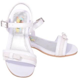 Rachel Shoes Toddler Girls 6 White Sparkle Bow Sandal Dress Shoes
