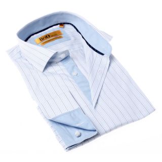 Brio Milano Men Button up s Stripe Blue/ White Dress Shirt
