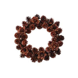 Home Decorators Collection 18 in. Pine Cone/Wood Flower Artificial Christmas Bell Wreath 5076610820