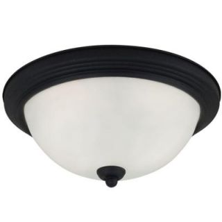 Sea Gull Lighting 2 Light Blacksmith Ceiling Flushmount with Inside White Painted Etched Glass 77064 839