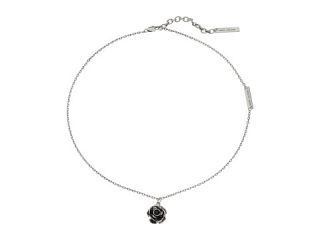 Marc Jacobs Small Flower Pendant Necklace Jet/Antique Silver