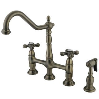 Kingston Brass Heritage Double Handle Widespread Kitchen Faucet with