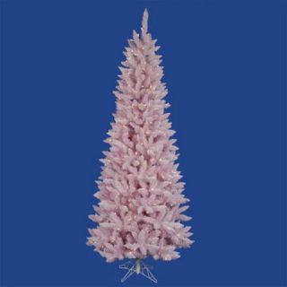 7.5' Pre Lit LED Flocked Cupcake Pink Spruce Slim Christmas Tree   Clear Lights