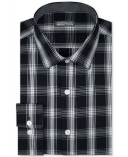 Kenneth Cole Reaction Slim Fit Black and White Check Dress Shirt
