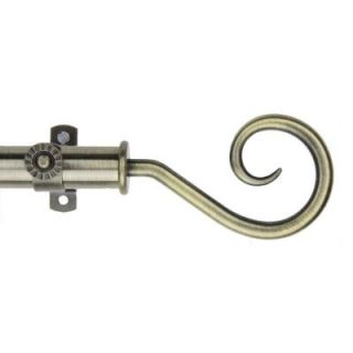 Rod Desyne 48 in.   84 in. Telescoping Curtain Rod in Antique Brass with Curl Finial 4820 484