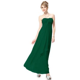 Ever Pretty Ever Pretty Strapless Sequined Neck Ruched Long Green