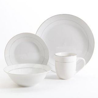 Gibson Home Channing Metal Banded 16 Piece Dinnerware Set