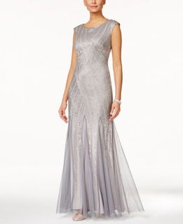 Adrianna Papell Beaded Mermaid Gown   Dresses   Women