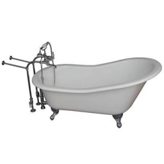 Barclay Products 5.6 ft. Cast Iron Ball and Claw Feet Slipper Tub in White with Polished Chrome Accessories TKCTSN67 CP2