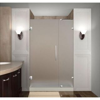 Aston Nautis 34 in. x 72 in. Completely Frameless Hinged Shower Door with Frosted Glass in Stainless Steel SDR985F SS 34 10
