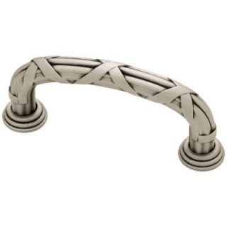 Liberty French Romantics 3 in. (76mm) Brushed Satin Pewter Ribbon and Reed Cabinet Pull PN1517 BSP C