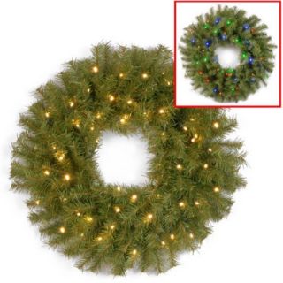 National Tree 24" Norwood Fir Wreath with 50 Battery Operated Dual LED Lights