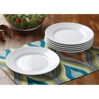 Better Homes and Gardens Round Rim Salad Plates, White, Set of 6