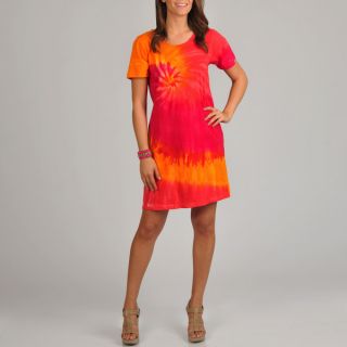La Cera Womens Tie Dye Print Short Sleeve Dress   14296137