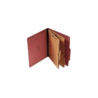 Pressboard Classification Folder with Pockets, Letter, Six Section, Red, 15/Box