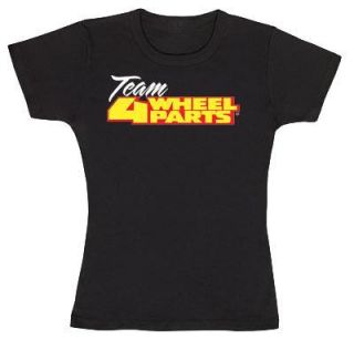 4 Wheel Parts   Team Baby Doll Shirt in Black, Ladies Small