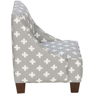 Skyline Furniture 100% Cotton Cross Design Child's Swoop Arm Chair with Buttons   8180809