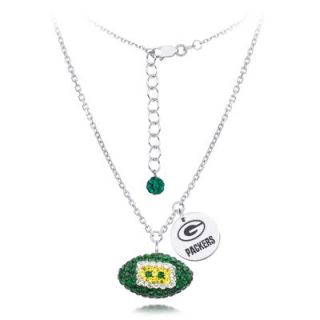 Green Bay Packers Womens Sterling Silver with Austrian Crystals Necklace