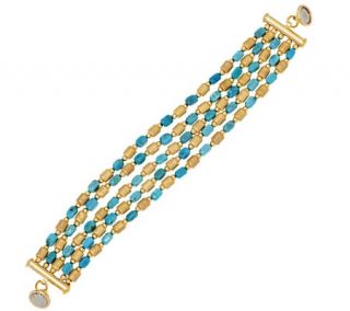 Bronze Multi strand Turquoise Bead Bracelet by Bronzo Italia —