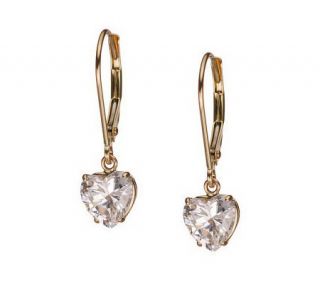 Diamonique 2.00 ct tw Heart Lever Back Earrings, 14K Gold —