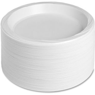 Genuine Joe Reusable Plastic Plates, White, 10.25", 125 count