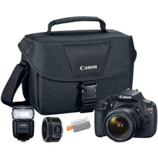 Canon EOS Rebel T5 SLR 18 55 mm Lens and 50 mm Lens Camera with Shoulder Bag, Speedlite and 16GB MicroSD Card 9126B003 5C KIT