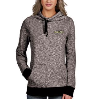 Pittsburgh Pirates Antigua Womens Swift Funnel Neck Pullover Hoodie with Left Chest Logo   Black